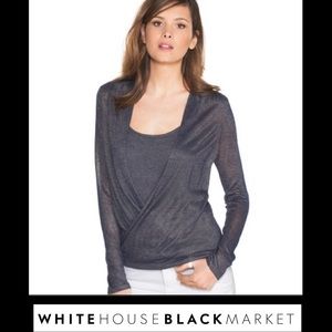 WHBM surplice, drape front light weight sweater